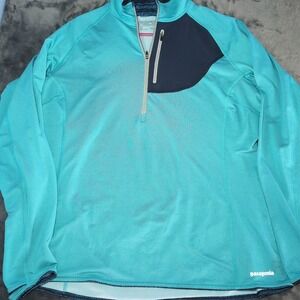 Patagonia Womens XL Turquoise 1/4 Zip Pullover Performance Top 24246